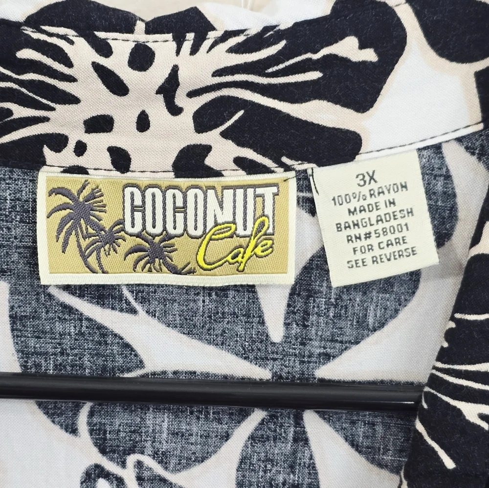 Coconut Cafe Plus Size Black and White Floral Button Down Shirt - Picture 6 of 6